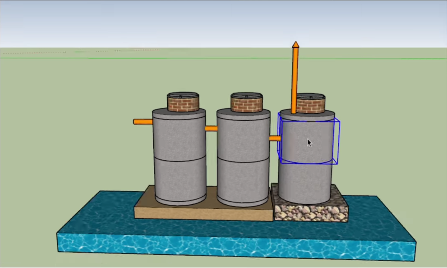 Каскад септиков для очистки и накопления воды на автомобильной мойке самообслуживания